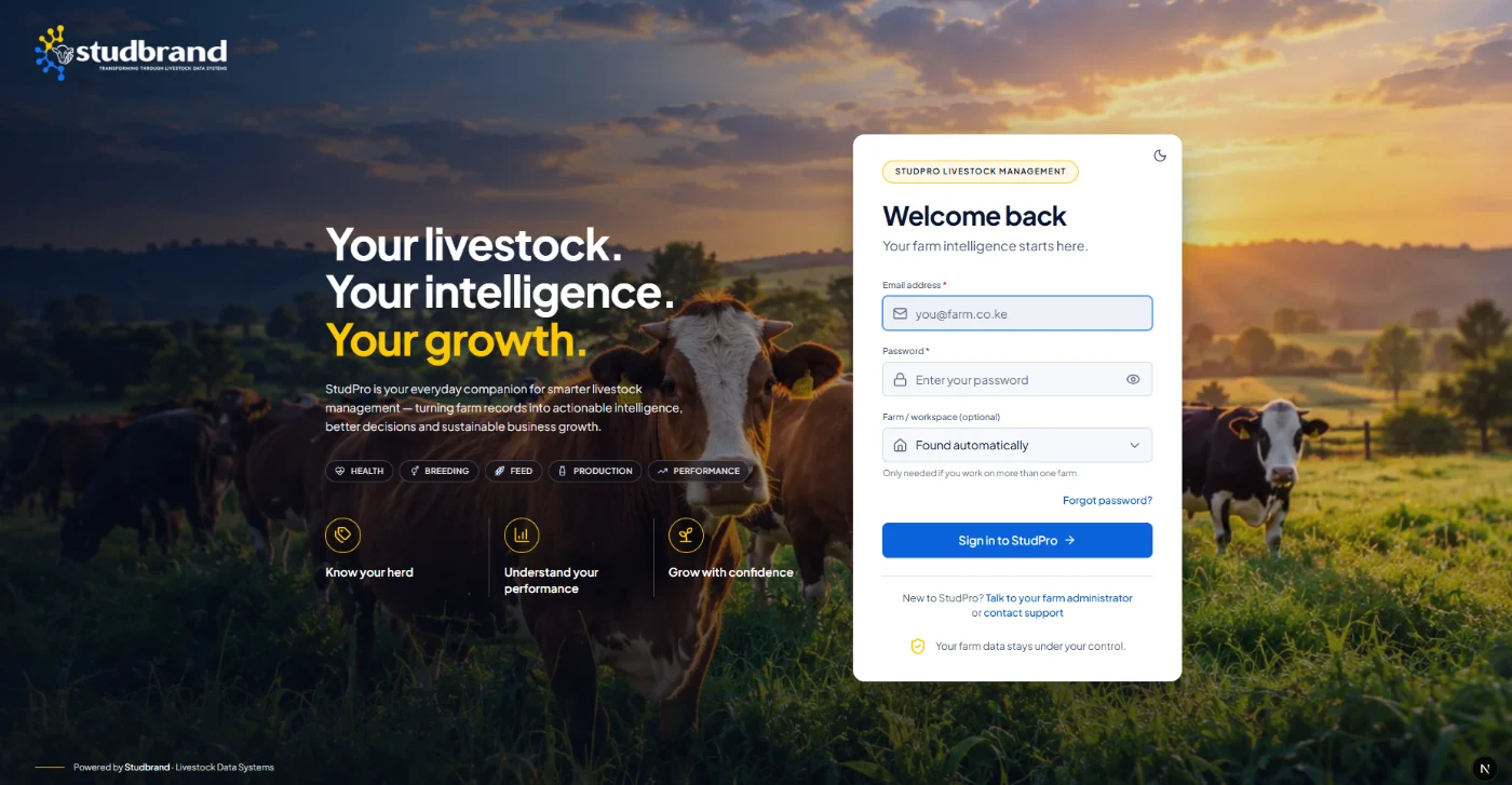 The StudPro sign-in screen